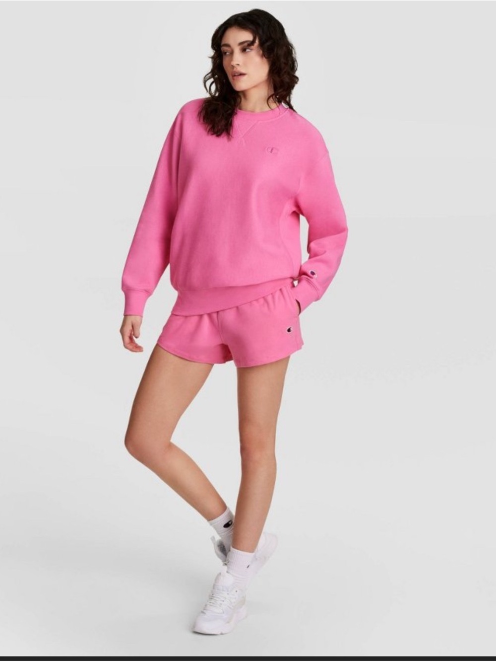 Pink champion crewneck sweatshirt, women’s size large